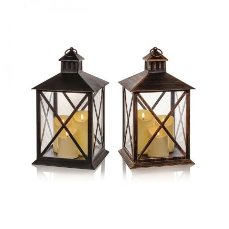 Picture of Lantern with 3 Flickabright Candles - 2 Assorted