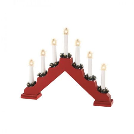 Picture of Traditional 7 Light Wooden Candlebridge - Red