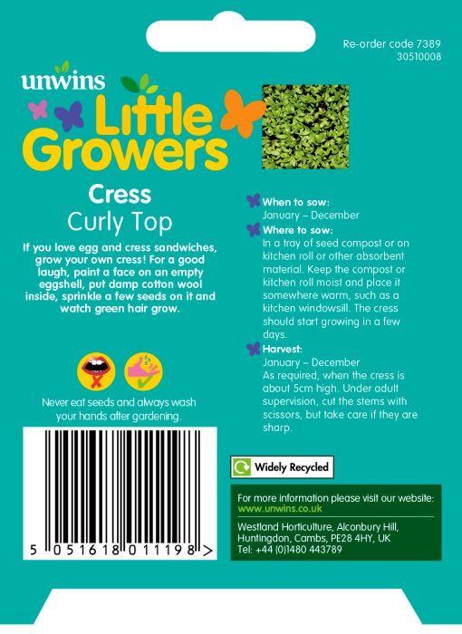 Picture of Unwins Little Growers Cress Curly Top