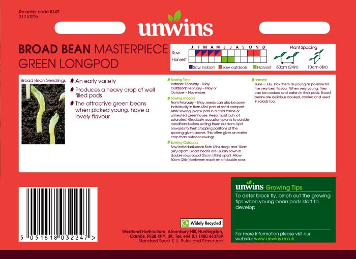 Picture of Unwins Broad Bean Masterpiece Green Longpo