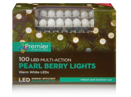 Picture of Premier 100 LED Multi-Action Pearl Berry Lights -  Warm White