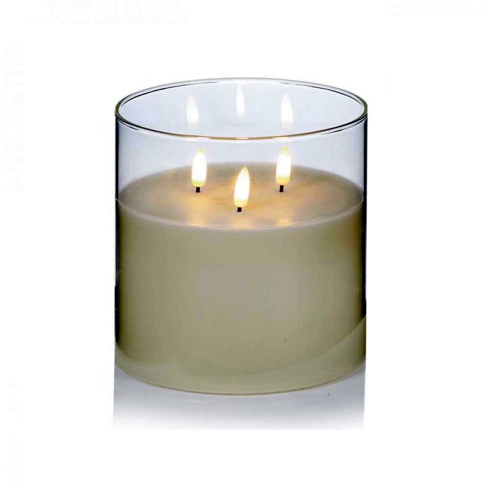 Picture of Clear Glass Cup Triple Flickabright Candle - 15cm x 15cm