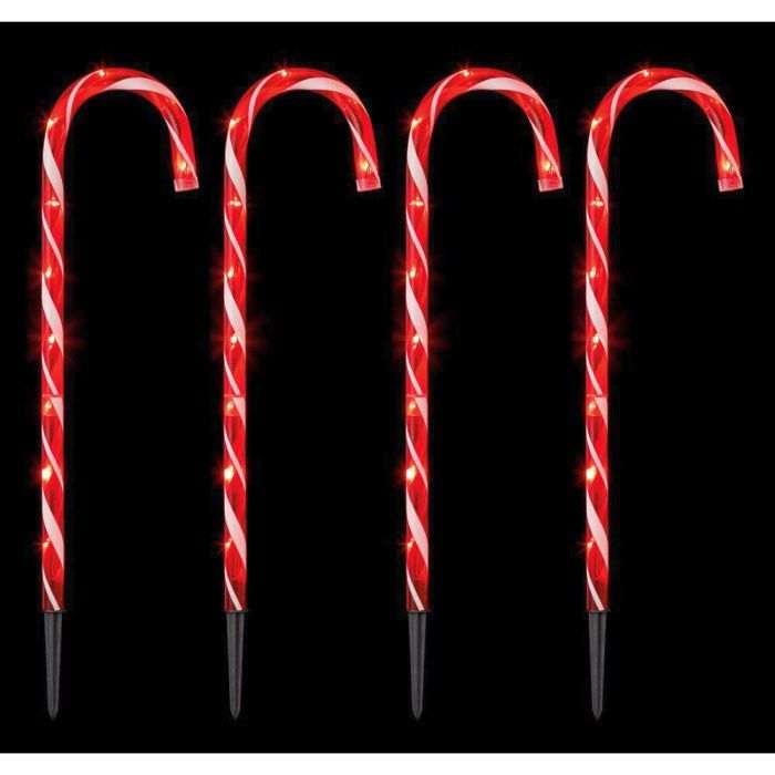 Picture of Set of 4 Red Candy Cane Path Lights - 62cm
