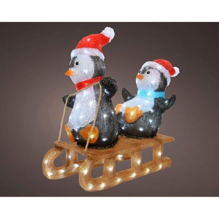 Picture of LED Acrylic Penguins on Sleigh - 56.5cm