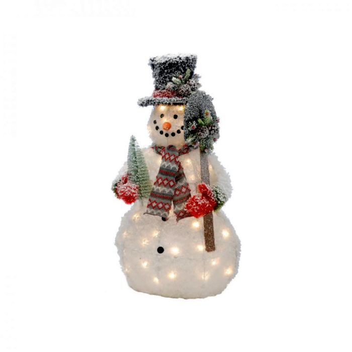 Picture of LED Lit Tinsel Snowman with Shovel - 90cm