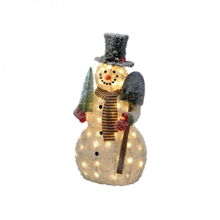 Picture of LED Lit Tinsel Snowman with Shovel - 120cm