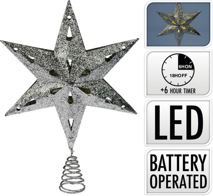 Picture of Tree Top Star 35cm 10 Ww Led Silver 