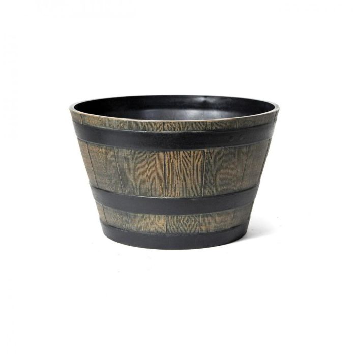 Picture of Wood Effect Resin Barrel Planter - 32cm