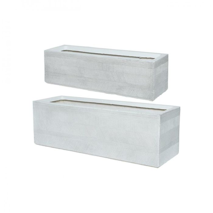 Picture of Liam Fibreclay Set of 2 Rectangle Planters - Off White