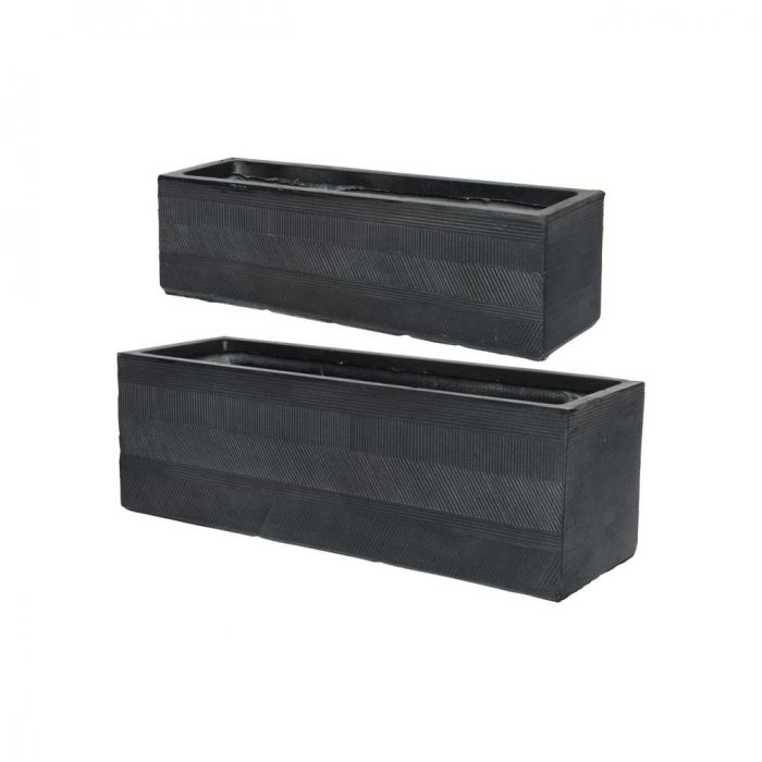 Picture of Liam Fibreclay Set of 2 Rectangle Planters - Black