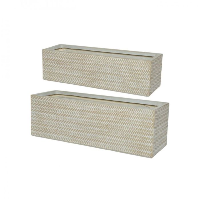 Picture of Alex Fibreclay Set of 2 Rectangle Planters - Soft Beige
