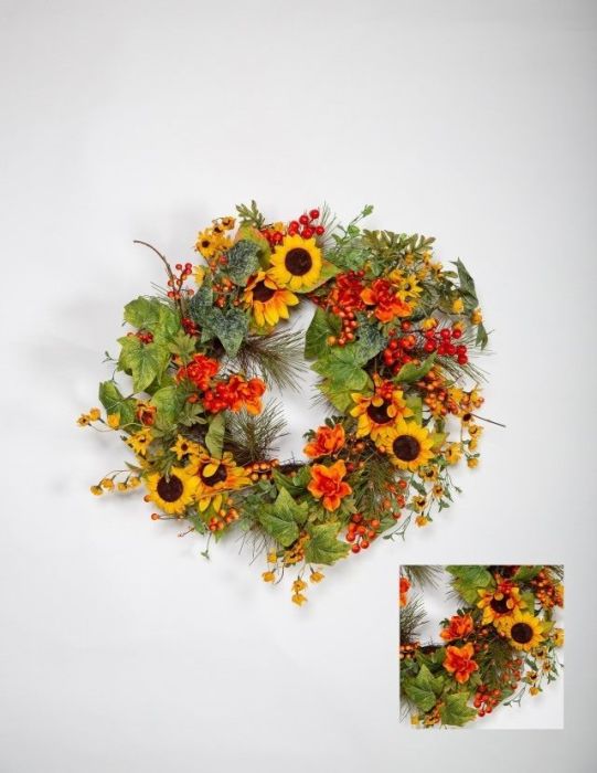 Picture of 24" Autumn Wreath Sunflowers 