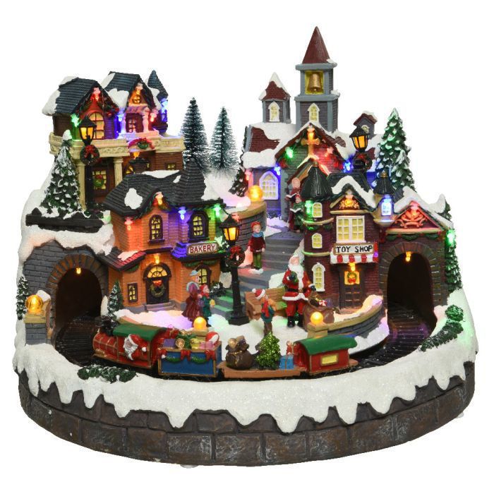 Picture of LED Musical Winter Village Scene & Moving Train - 31cm