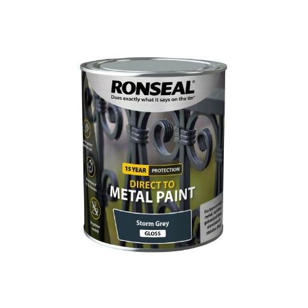 Show details for Ronseal 750ml Direct To Metal Paint Storm Grey Gloss Picture of Ronseal 750ml Direct To Metal Paint Storm Grey Gloss